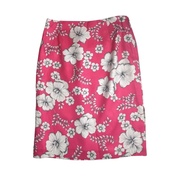 Ann Taylor LOFT 100% Silk Pink Floral Pencil Skirt Sz 6 - Picture 1 of 6